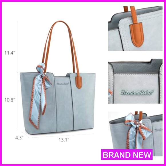 Medium Vegan Leather Tote Satchel Top Handle Shoulder Bag Elegant Chic - Picture 5 of 7